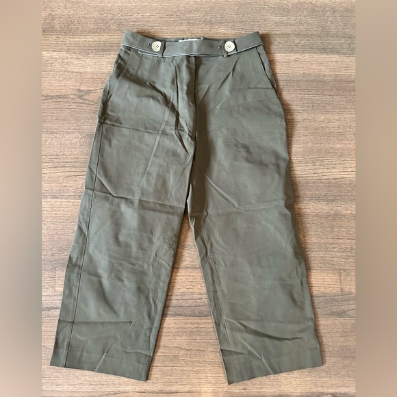310MOOD Pants - 310MOOD Cropped Olive Green Straight Leg/Wide Leg Pants-Size Small